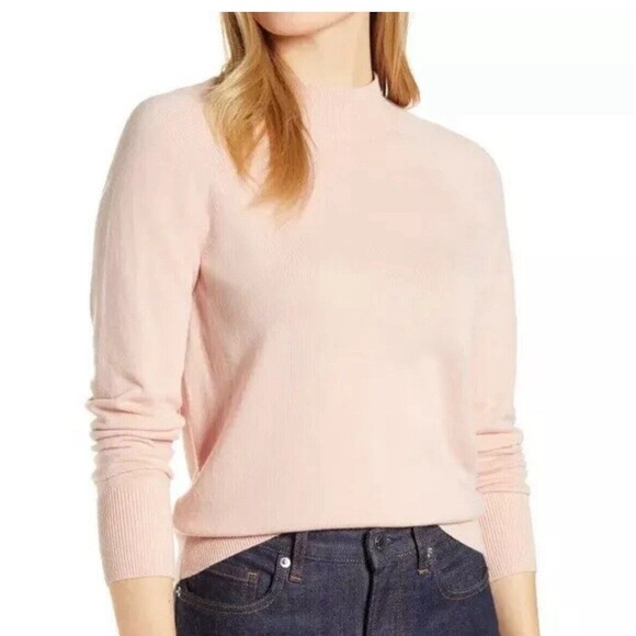 Everlane Cashmere Sweater Raglan Mock Neck Pullover Light Blush Pink Small Women - Picture 1 of 10
